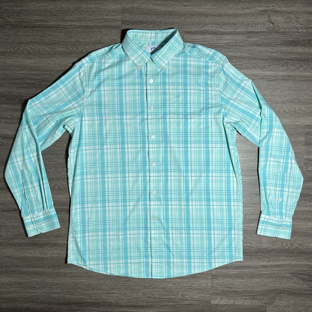 Southern Tide Palm Canyon Plaid Intercoastal Shirt Men's L Performance 9648 EUC